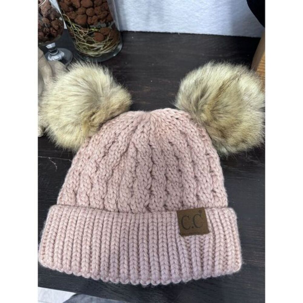 C.C Rose Color kids Beanie With Pums‎ - Picture 2 of 5